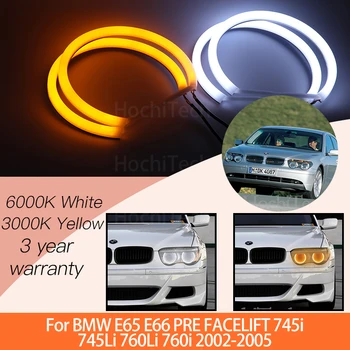 1 Set Alb+galben Bumbac Light Angel Eyes Inel Kituri pentru BMW E65 E66 PRE FACELIFT 745i 745Li 760i 760Li 2002 2003 2004 2005