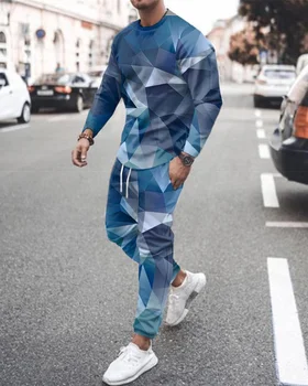 Barbati Tricou cu Maneca Lunga Set de Îmbrăcăminte de sex Masculin Sportwear Moda de Imprimare 3D Om Haine de Primăvară Și Vară