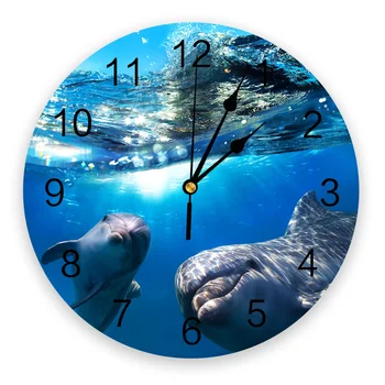 Delfin Ocean Subacvatic 3d Ceas de Perete cu Design Modern Fermă Decor Bucatarie Vintage PVC Ceas Rotund de Decorare Camera de zi