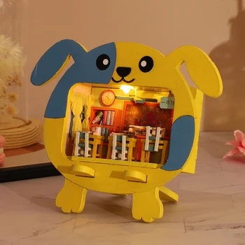 DIY casă de Păpuși din Lemn, Case Papusa Candy House Kit de Mobilier de Casa de Muzică Condus de Jucarii pentru Copii Cadou de Ziua de nastere