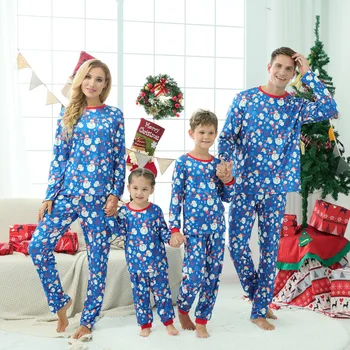 Familia Crăciun Potrivire Set de Pijama Mama Copil Haine de om de Zăpadă de Imprimare Cald Pijamas Topuri+Pantaloni Adult 2 buc Îmbrăcăminte Xmas Outfit