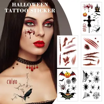 Halloween Rană sângerândă Autocolante Tatuaj Truc Înfricoșătoare Petrecere DIY Fals Decor tatuaj Tatuaj Temporar rezistent la apa Halloween Q7S7