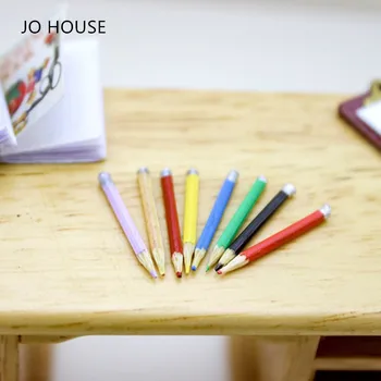 JO CASA 8pcs/set 1:12 Mini Păpuși Staționare Jucarie in Miniatura Statuie Creion Colorat Pictura Pixuri Model Set