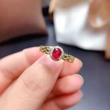 Natural Și Real Inelul cu Rubin Argint 925 Femeie inel de farmec de lux designer de inele de rubin în deget inelul femei Bijuterii fine