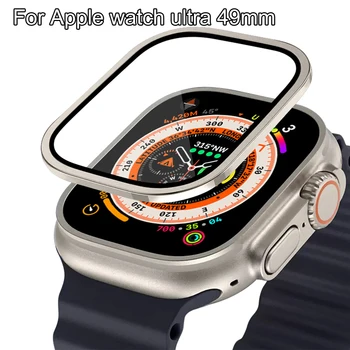 Pentru apple watch ultra temperat pahar Ecran protector de film de 49mm cu cadru Metalic Bara de protecție pentru iwatch ultra 49mm protector