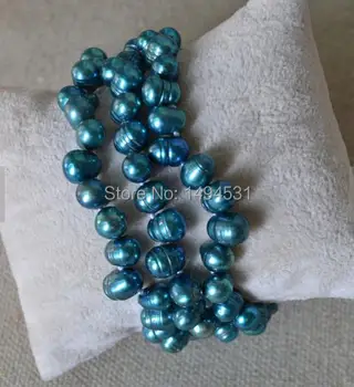 Perla en-gros Brățară - De 3 Rânduri de 7,5 cm Culoare Teal Reale de apă Dulce Pearl Bratara de Mireasa Ziua de Bijuterii.