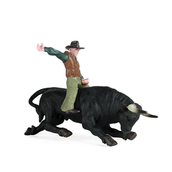 PVC Model Animal Jucării Taur de Rodeo cu Rider Colecție Statică de Jucarie din Plastic pentru Copii