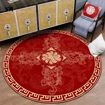 Simplu Chineză Circulară Covorul Roșu Albastru Dormitor Scaun Calculator Non-Alunecare Mat