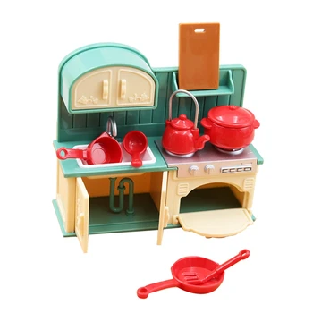 1:18 Simulare Mini Bucătărie, Aragaz Spatula Chiuvetă Set Decorare Casă De Păpuși De Joaca Pentru Copii Jucării Casa