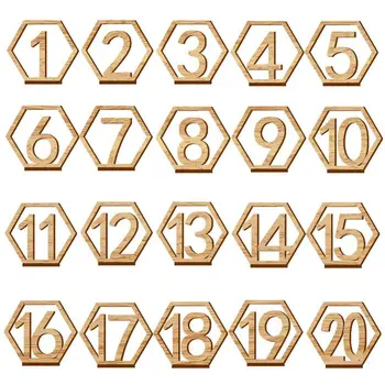 1-20 Numere De Lemn Semne De Nunta Hexagon Numar De Masa Din Lemn Numerele De Masă Nunta Rustic Logodna Scaun Numere Semn