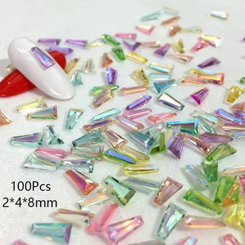 100buc 2*4*8mm Aurora Simfonie Flatback Sticlă Nail Art Strasuri Manichiura Plat în Formă Magică în Formă de Diamante