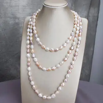 160cm Baroc, Colier de Perle Veritabile Naturale de apă Dulce Pearl Lanț Pulover Lung Colier Pentru Femei Bijuterii de Moda Cadou 2022