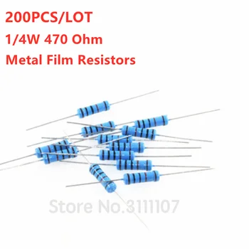 200PCS 1/4W 470 ohm +/- 1% ROHS 1/4w 470R ohm Rezistențe cu Film Metalic 0.25 W Watt Inel de Culoare Rezistenta Film Carbon