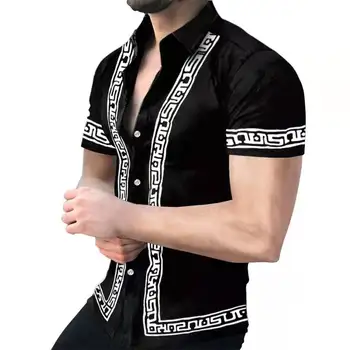 2022 Moda Națiune Stil de Vara Tricou de Bărbat Negru de Imprimare în jos Rândul său Guler Maneci Scurte Largi Casual Camasa Hawaiian
