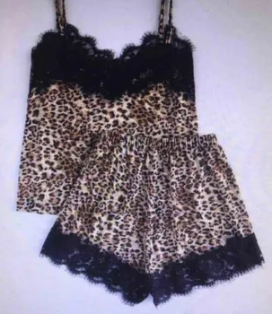 2022 Sexy Fete Drăguț Dantela Leopard de Imprimare Pijamale Femei de Moda Sling Lenjerie pantaloni Scurți Casual sling Doamnelor seturi de Pijama de Vara S-4X