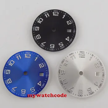 29.2 mm bliger argintiu/negru/albastru wtach dial data fereastră se potrivesc pentru Miyota 8215/Mingzhu 2813 mișcarea automată bărbați ceas