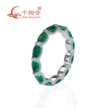 3*5mm forma ovala full band verde Smarald cu alb moissanite argint 925 Eternitate Trupa de bijuterii de Logodna