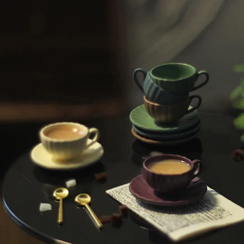 3pcs/set 1:12 Miniatură de Ceai din Portelan Set de Ceasca de Flori de Tacamuri de Bucatarie Mobilier casă de Păpuși Jucarii Pentru casă de Păpuși pentru Copii Cesti de Ceai 