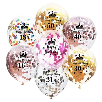 5/10buc la mulți ani Baloane Confetti Latex Ballon 16 18 21 30 40 50-a Aniversare Petrecere, Decoratiuni Petrecere Adult Globos Consumabile