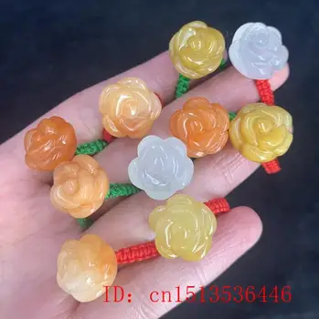 5pc Naturale, Aur, Jad Sculptat Lucky Rose Inel Accesorii DIY Manual Chineză Colier Bijuterii Amuleta Femei Personalizate