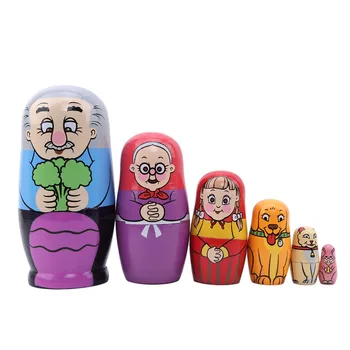 6 Buc/Set Bunicul Trăgând Ridiche Păpuși Rusești Pictate Manual, Decor Acasă Cadouri Copil Jucărie De Păpuși Cuiburi Din Lemn Matryoshka