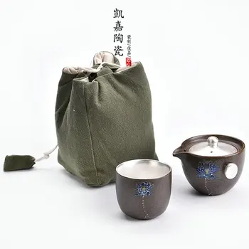 999 Sterling Cupa De Argint, Ceramică, Kungfu, Set De Ceai Japonez Pentru Birou De Turism