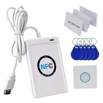 ACR122U RFID 13.56 Mhz Copiator Contactless Smart Card Reader Writer NFC Programator W/Cablu USB, SDK, 5X Scriere Card IC