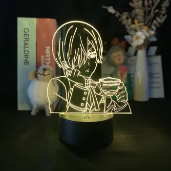 Acril 3d Lampa Anime Butler Negru pentru Decor Dormitor Lumina de Noapte pentru Copii Ziua de nastere Cadou de Birou Camera Led Manga de Schimbare a Culorii