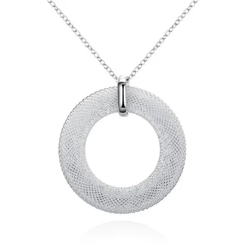Argint 925 rețea circle Pandantiv Colier Pentru Femei de moda de lux petrecere de nunta accesorii Bijuterii cadouri de Craciun