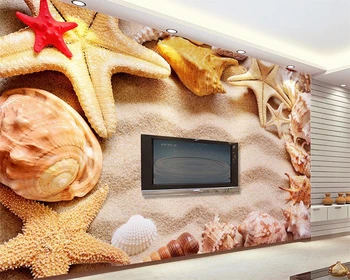 Beibehang Personalizat tapet 3d stereoscopic plaja steaua de mare coajă Mediteraneene living, dormitor, TV fundal tapet 3d