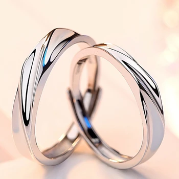 Bijuterii Fine 925 Sterling Silver Ring Inele De Cuplu Pentru Iubitorii Femei Bărbați Logodna Nunta Reglabil Anillos Accesorii Cadou