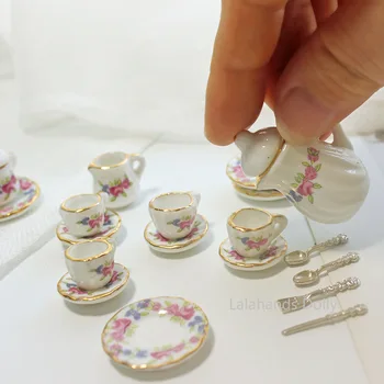 Casă de păpuși Mini Ceramice Set de Ceai Ceașcă de ceai Mini Alimente Juca Scena Modelul de Mobilier casă de Păpuși, Accesorii