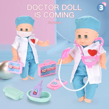 Copil Doctor Joc Păpușă Jucărie Set De 15 Inch Acasă A Juca Jocul Silicon Moale Doctor Outifits Echipamente Medicale Păpușă Jucărie