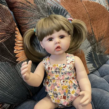 Corp plin de Vinil Drăgălaș Bebe Renăscut Fata 55cm Realiste Păpuși Reborn Cu Peruca Pentru Copii Cadou Bonecas Infantil Meninas