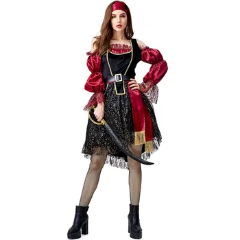 Costume De Halloween Pentru Femei Piratii Cosplay Costum Medoeval Gotic Femeie Pirat Costum Rochie De Dantelă