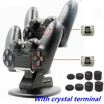 Cu Cristal Terminal Dual USB DC5V LED-uri Controler de Încărcare Stație de Andocare Stand pentru PS4 PS4 Slim Pro PS4 Gamepad Încărcare Rapidă