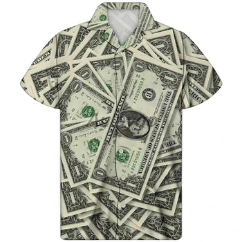 Cubanez Guayabera Tricou Pentru Om Dolarul american Imprimare Guayabera Camisa Hombre Vara Hawaiian Material Tricou Overhemd Heren