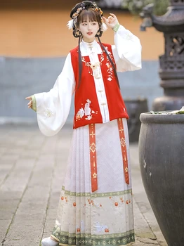 De iarnă 2022 nou chinezesc traditioanl dinastiei ming rafinat cosplay broderie vesta hanfu femei felicitări de anul nou hanfu set