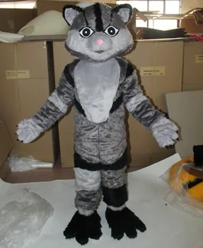 De Vânzare la cald Gri Pisica cu Blană Costum Mascota pentru Adulți Să Poarte Petrecere de Halloween Nou de Înaltă Calitate Personaj de Desene animate Îmbrăcăminte Unisex