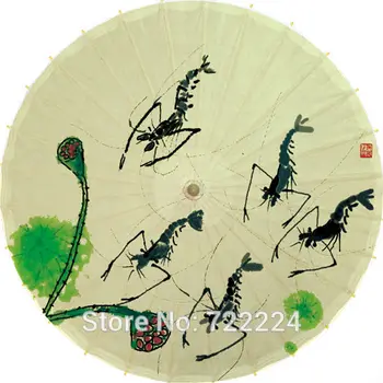 Dia 84cm Chineză Manual Classicial Ulei Umbrelă de Hârtie Creveți Joc Impermeabil Umbrelă de soare de Dans Decoratiuni Cadou Recuzită Umbrela