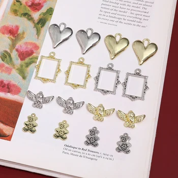 Epocă de Aur și de Argint Cadru Angel Bear Dragoste Inima Aliaj Pandantiv Manual DIY Cercei Bijuterii Accesorii Colier Material