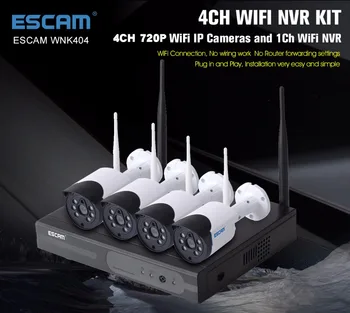 ESCAM 4CH 720P Wireless WIFI Camera IP NVR Kit APP Control de la Distanță