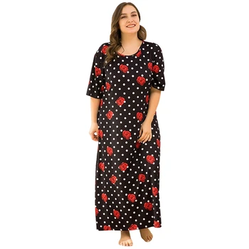 Femei De Mari Dimensiuni Cămăși De Noapte Pentru Femei Maneci Scurte De Primăvară Broderie Tipărite Pijamale Elegante, Florale Vrac Sleepshirts