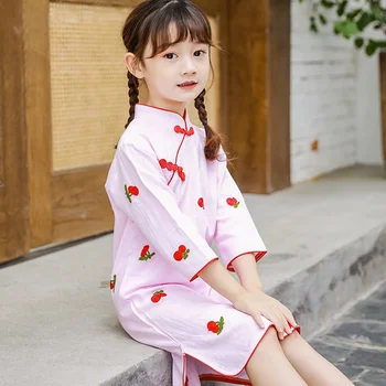 Fetelor Cheongsam, Stil Chinezesc, Orientul Maneca Broderie, Stil Vechi, Copii, Primavara si Toamna Stil, Super Nemuritor