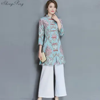 haine tradițională chineză set de două piese rochie orientale cheongsam chineză stil de rochie tradițională chineză qipao rochie Q190