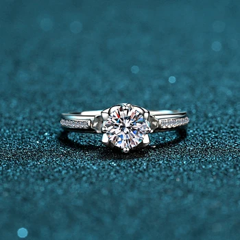 IOGOU D Culoarea Reală Moissanite Diamante Inele Cu GRA 0.8 Carate 100% Argint 925 Nunta en-Gros de Bijuterii pentru Femei