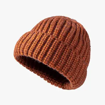 LDSLYJR 2021 Toamna și iarna Acril Culoare Solidă Îngroșa pălărie tricotate pălărie cald Chelioși capac beanie hat pentru barbati si Femei 106