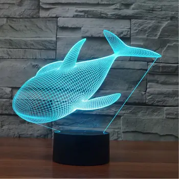 LED 3D Lampa Creative Touch Comutator de Animale de la Distanță Lumina de Noapte Viziune Stereo Balena Lampă de Masă 7 Schimbare de Culoare Pentru Copii, Cadou Jucarii