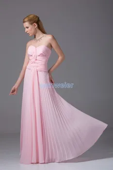 livrare gratuita rochie de seara cu margele si cristale încreți 2016 iubita sexy mirese roz șifon vestidos Rochii de bal lungi