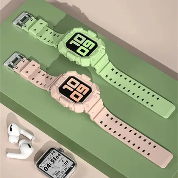 Mat TPU Curea pentru Apple Watch Seria 7 Bandă de 45mm 41mm Bratara pentru IWatch 6 5 4 3 44/40/42/38mm Tendință de Moda Watchband + Caz